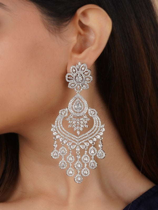 CZEAR569 - White Color Silver Plated Faux Diamond Earrings