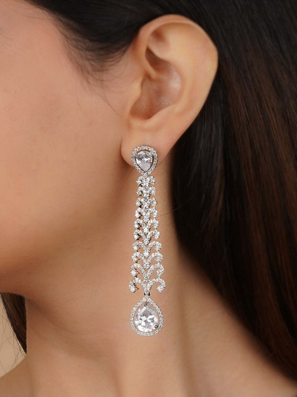 CZEAR573 - White Color Silver Plated Faux Diamond Earrings