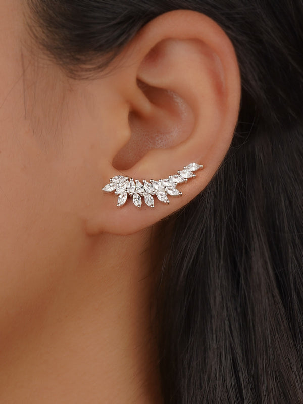 White Color Faux Diamond Earrings - CZEAR607