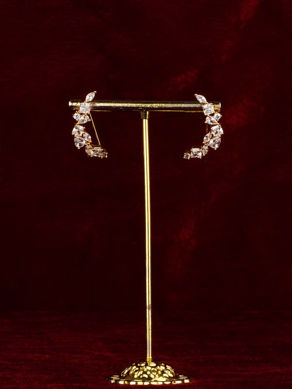 White Color Faux Diamond Earrings - CZEAR608