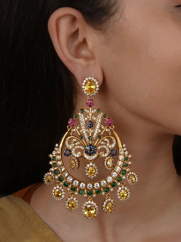 Gold Plated Faux Diamond Earrings - CZEAR625