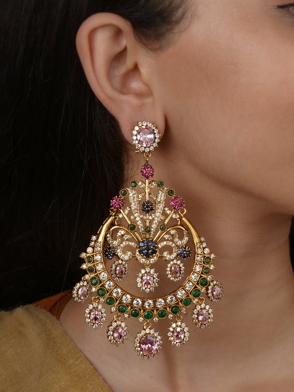 Gold Plated Faux Diamond Earrings - CZEAR625