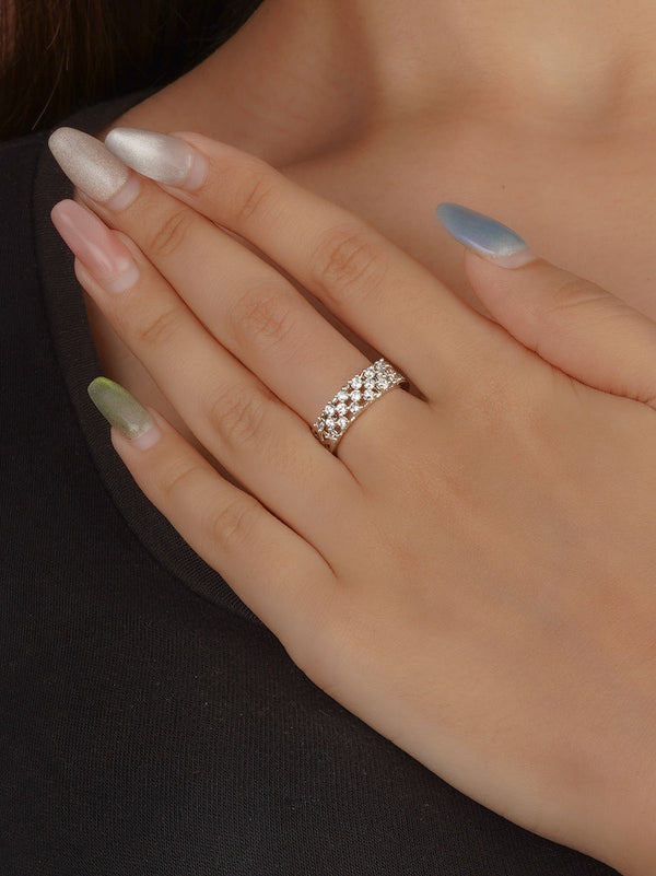 White Color Silver Plated Faux Diamond Ring - CZRNG115