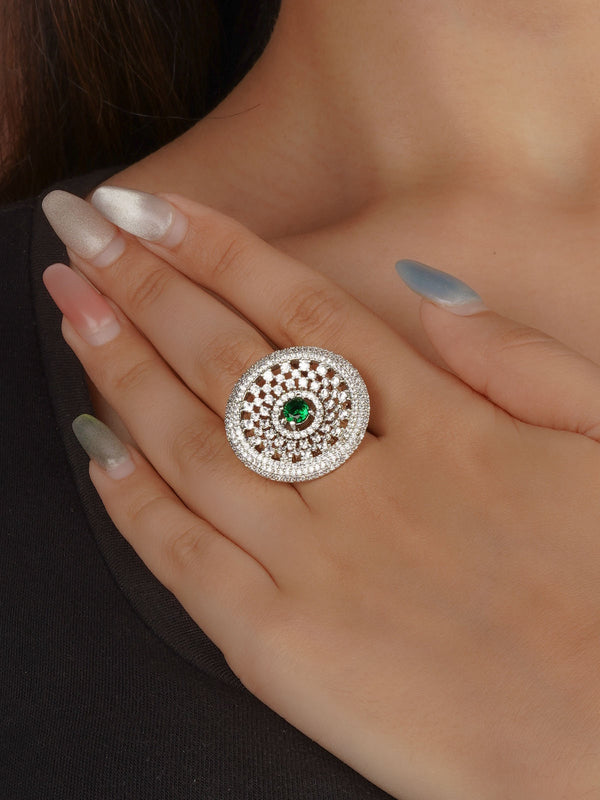 Silver Plated Faux Diamond Ring - CZRNG120