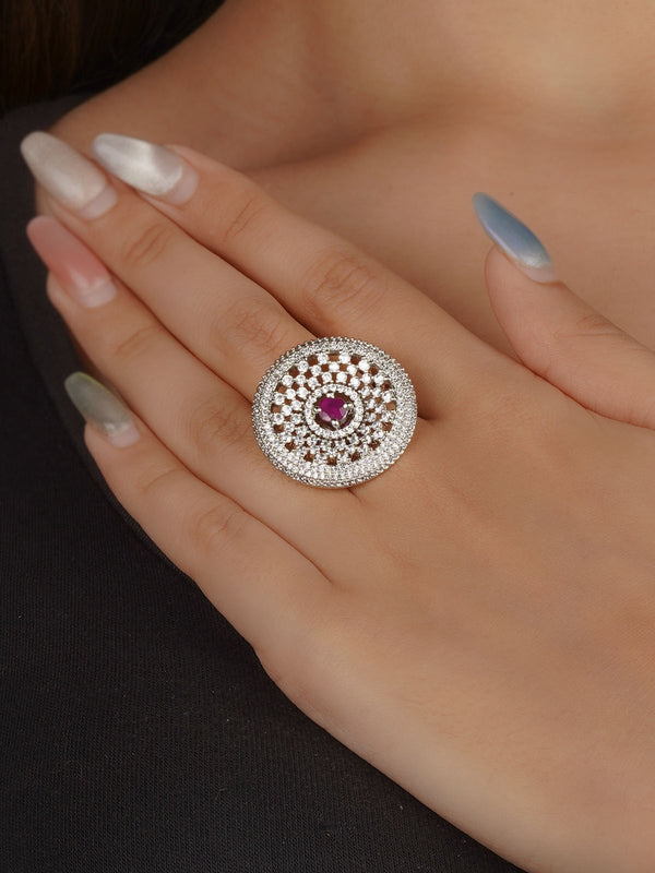 Silver Plated Faux Diamond Ring - CZRNG120