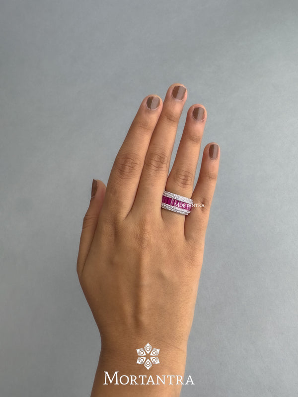 CZRNG75P - Pink Color Faux Diamond Ring