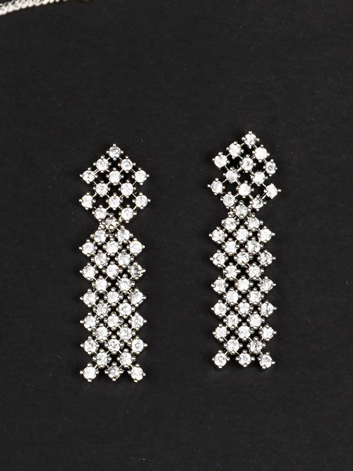 CZSET308 - White Color Silver Plated Faux Diamond Necklace Set