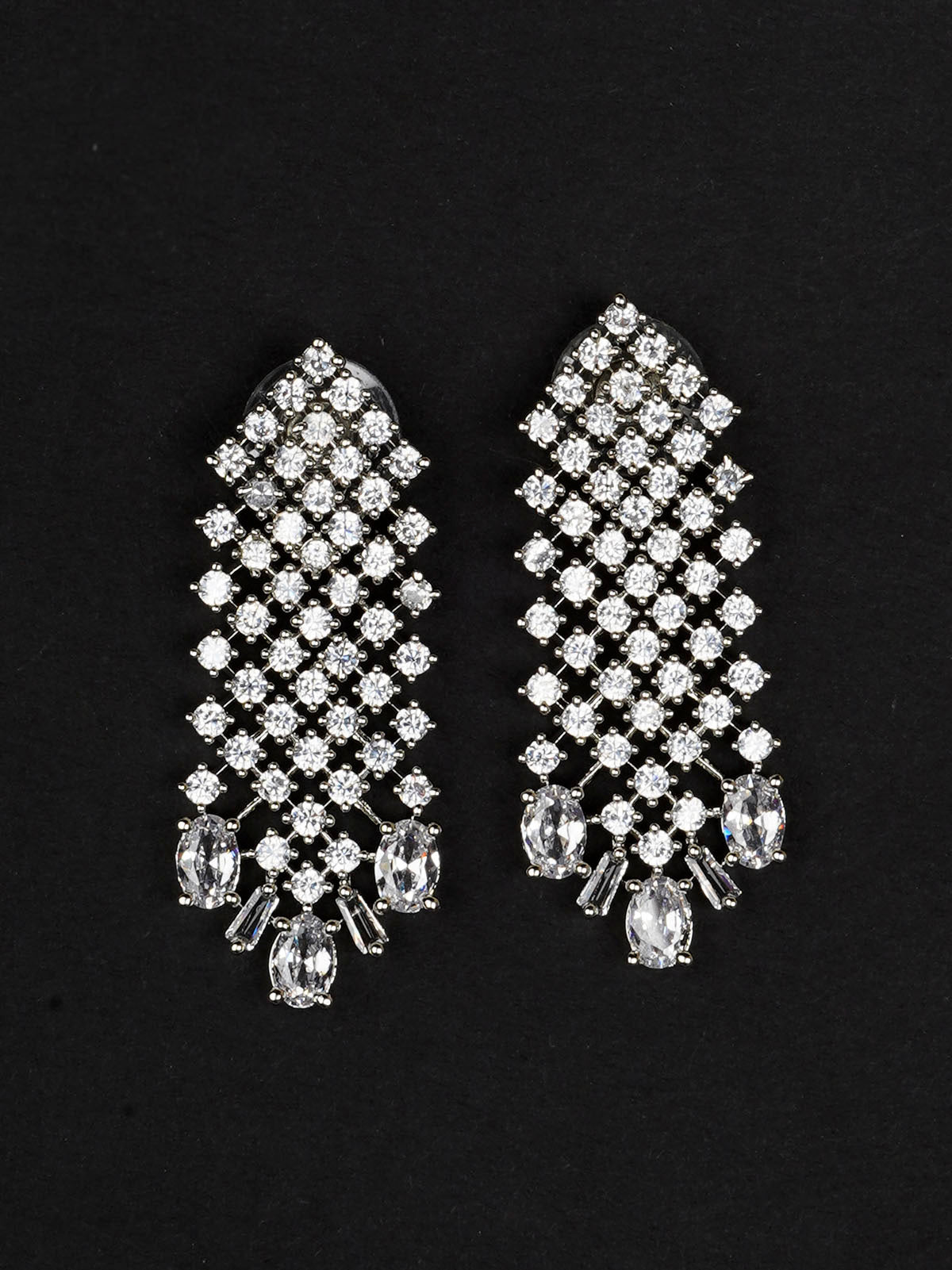 CZSET318 - White Color Silver Plated Faux Diamond Necklace Set