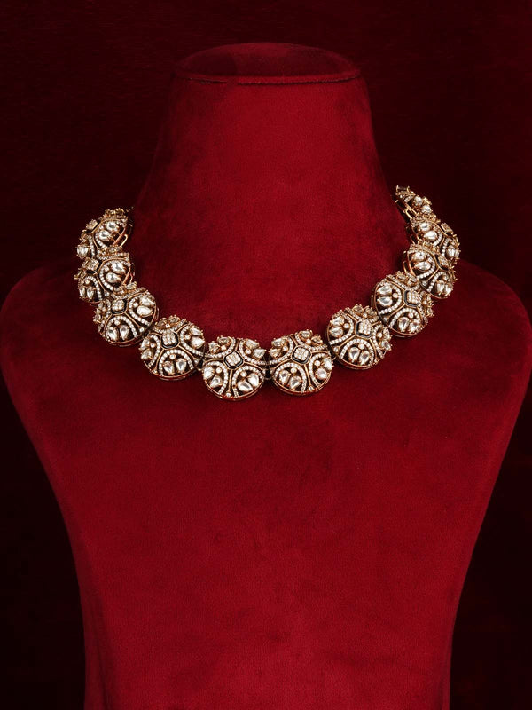 White Color Gold Plated Faux Diamond Necklace Set - CZSET400