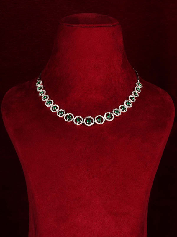 Silver Plated Faux Diamond Necklace Set - CZSET403