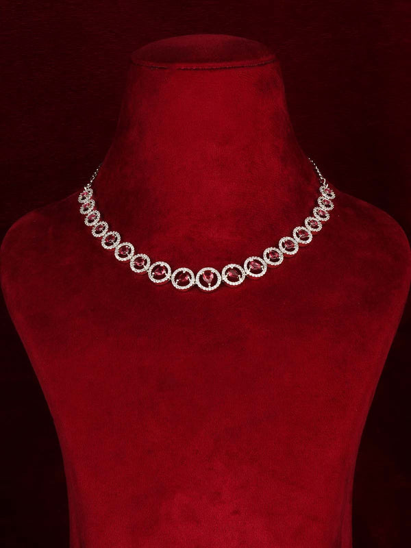 Silver Plated Faux Diamond Necklace Set - CZSET403