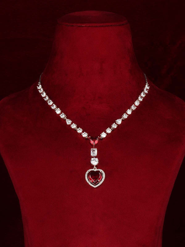Silver Plated Faux Diamond Necklace Set - CZSET409