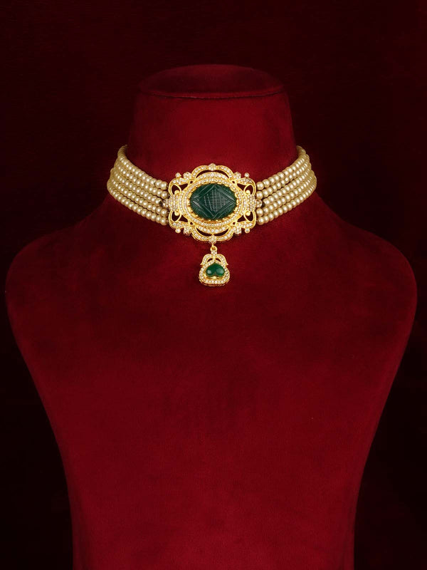 Gold Plated Faux Diamond Necklace Set - CZSET419