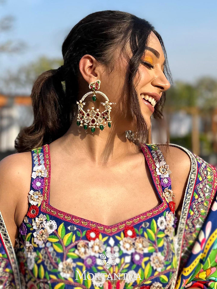 ME915M - Multicolor Jadau Kundan Earrings