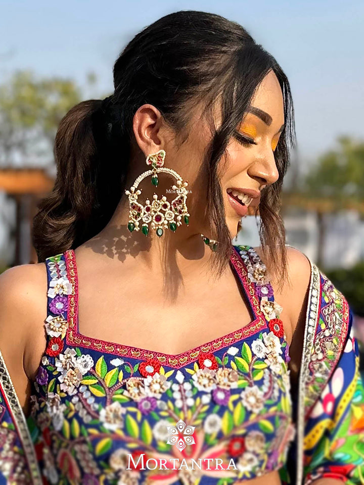 ME915M - Multicolor Jadau Kundan Earrings