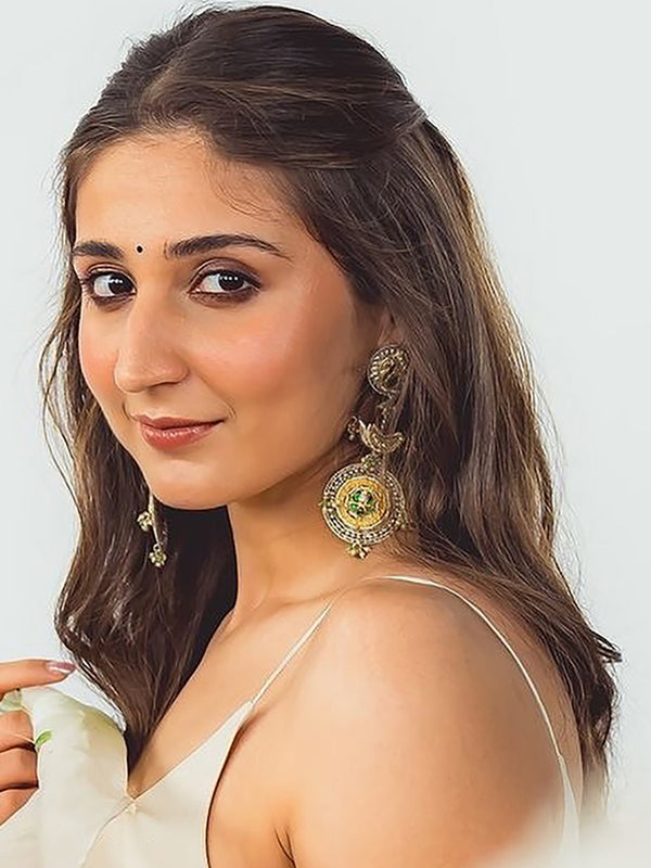 Dhvani Bhanushali in Green Color Tribal Earrings - EK-SFEAR316SL