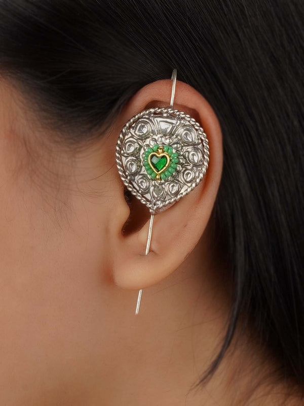 EK-SFEAR254 - Green Color Tribal Earrings