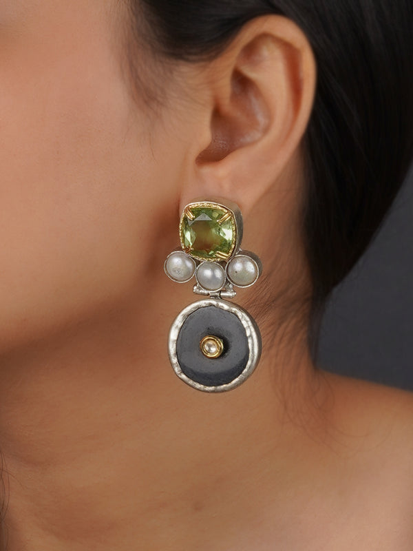 EK-SFEAR265 - Green Color Tribal Earrings