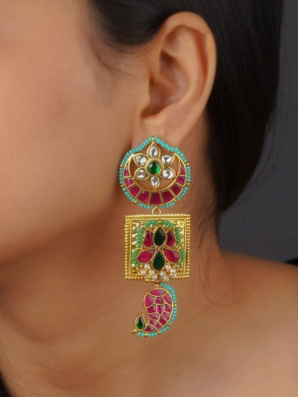 EK-SFEAR294 - Multicolor Gold Plated Tribal Earrings