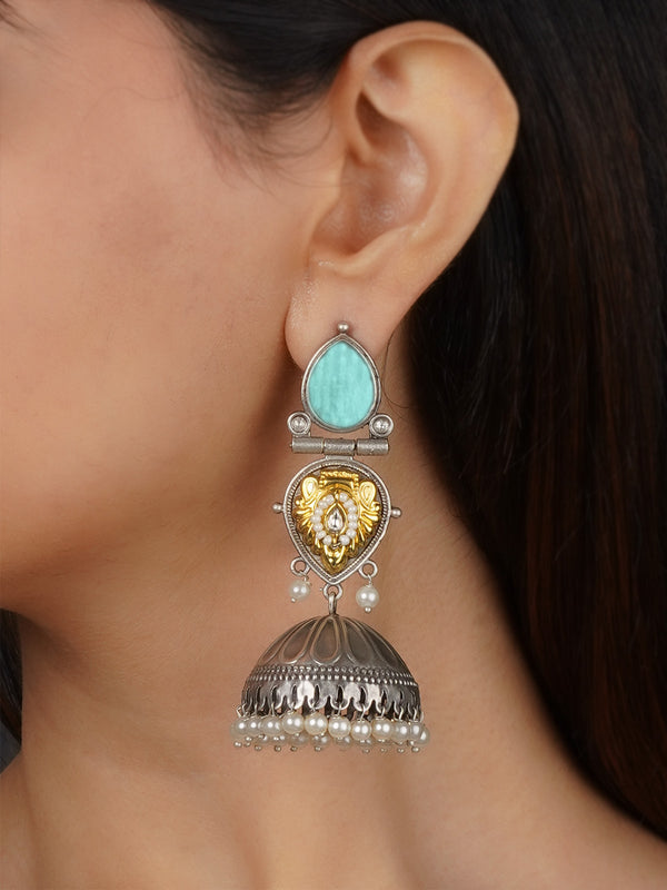 Green Color Tribal Earrings - EK-SFEAR364