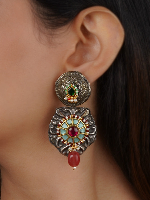 EK-SFEAR376M - Multicolor Tribal Earrings