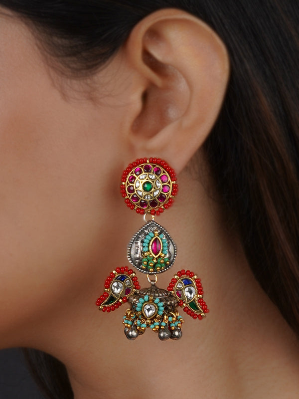 EK-SFEAR393M - Multicolor Tribal Earrings