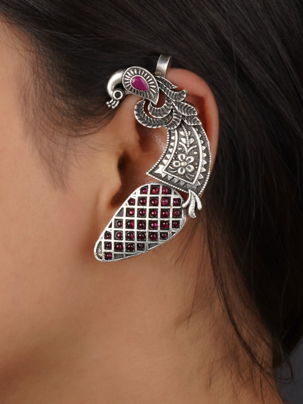 EK-SFEAR411 - Silver Plated Tribal Earrings