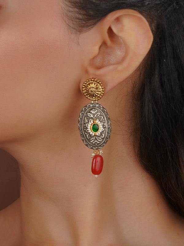 Green Color Tribal Earrings - EK-SFEAR418