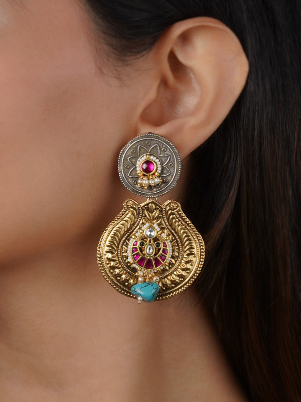 Pink Color Tribal Earrings - EK-SFEAR424M