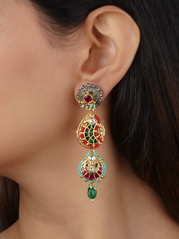 EK-SFEAR432M - Multicolor Tribal Earrings