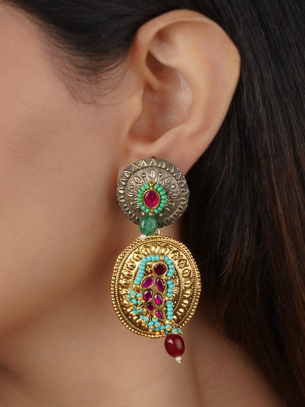 EK-SFEAR440P - Pink Color Tribal Earrings