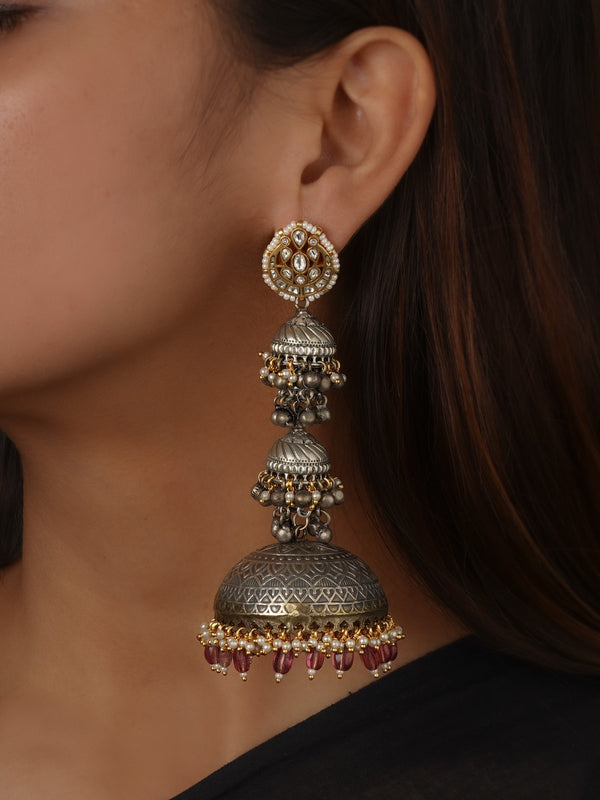 Pink Color Tribal Earrings - EK-SFEAR478