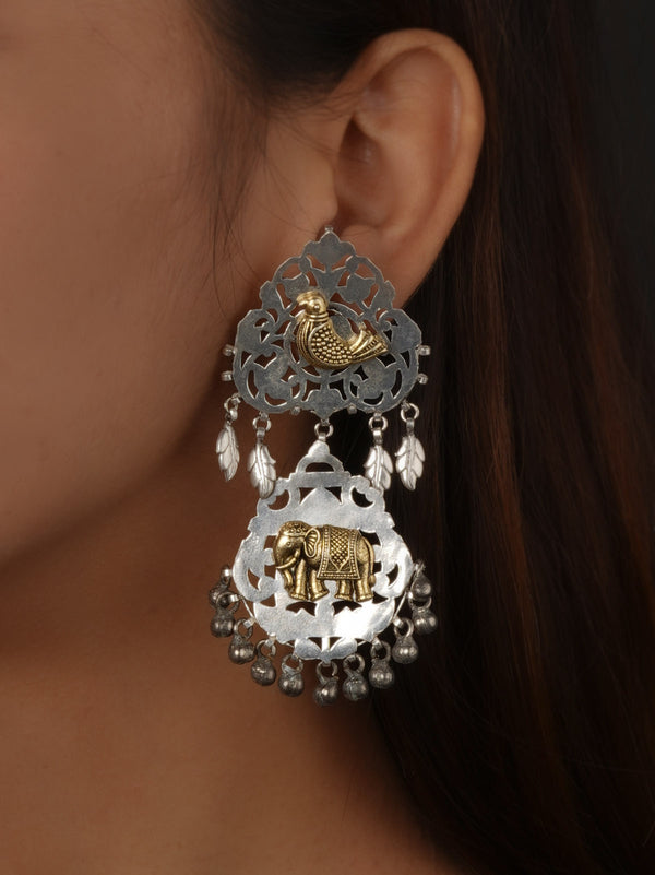 Grey Color Tribal Earrings - EK-SFEAR486