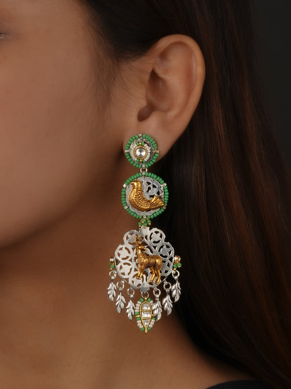 Green Color Tribal Earrings - EK-SFEAR499