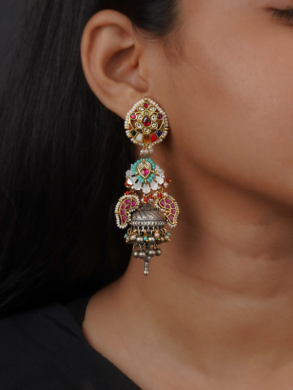 Navratna Tribal Earrings - EK-SFEAR504N