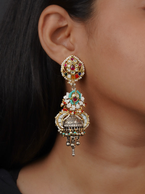 Navratna Tribal Earrings - EK-SFEAR506N