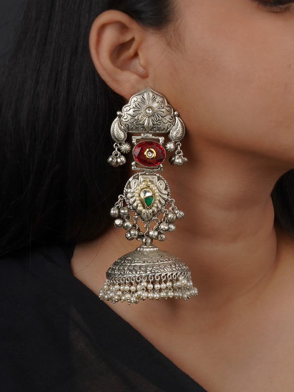 Red Color Tribal Earrings - EK-SFEAR520