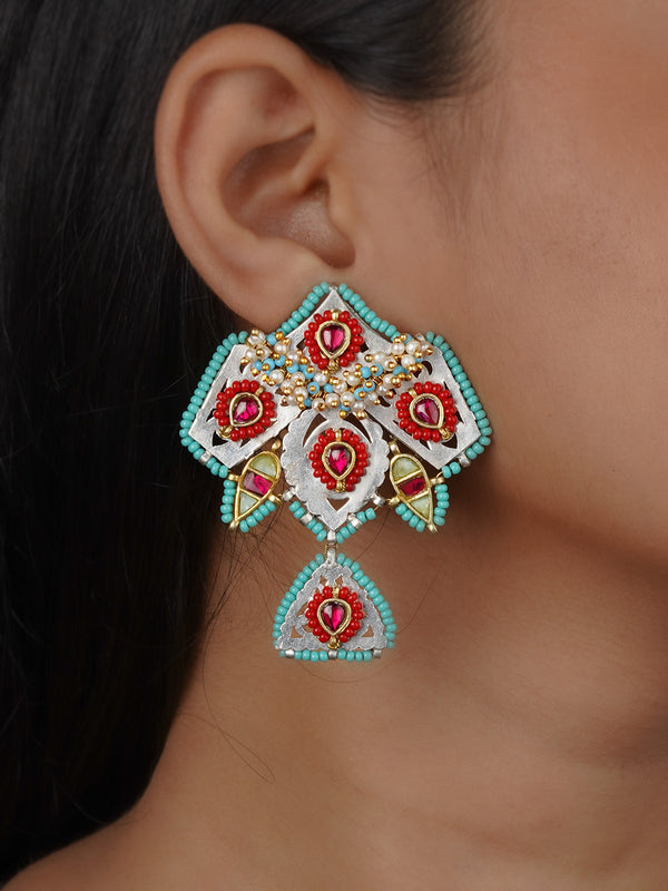 Pink Color Tribal Earrings - EK-SFEAR536P