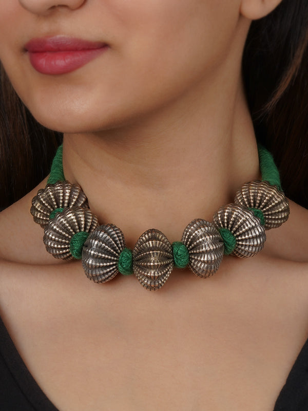 EK-SFNECK323A - Grey Color Tribal Necklace