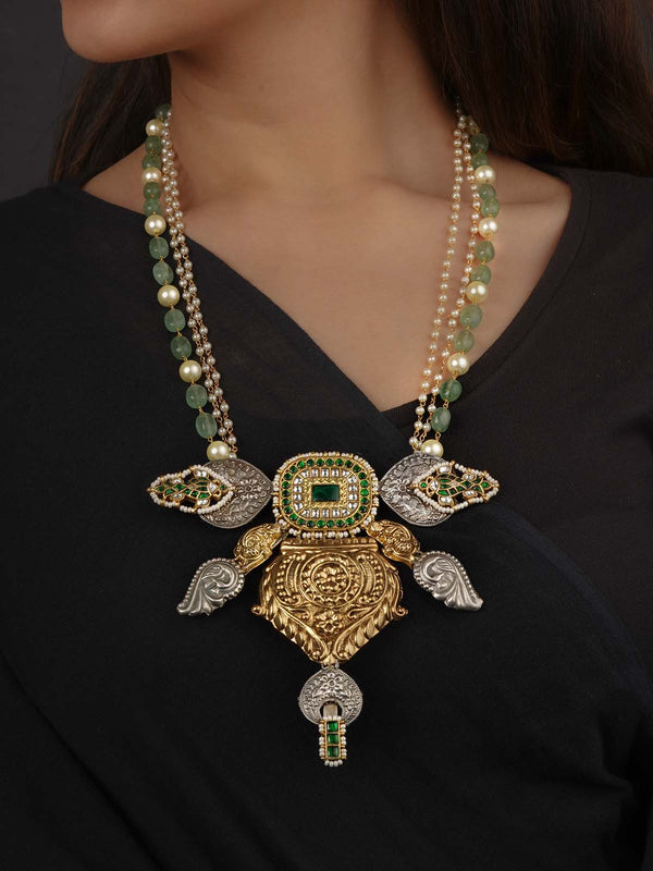 Green Color Tribal Necklace - EK-SFNECK556WGRA