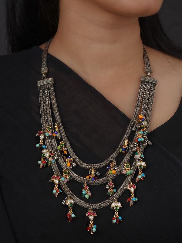 Multicolor Tribal Necklace - EK-SFNECK583A