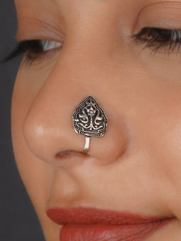 Grey Color Silver Plated Tribal Nosepin - EK-SFNTH30