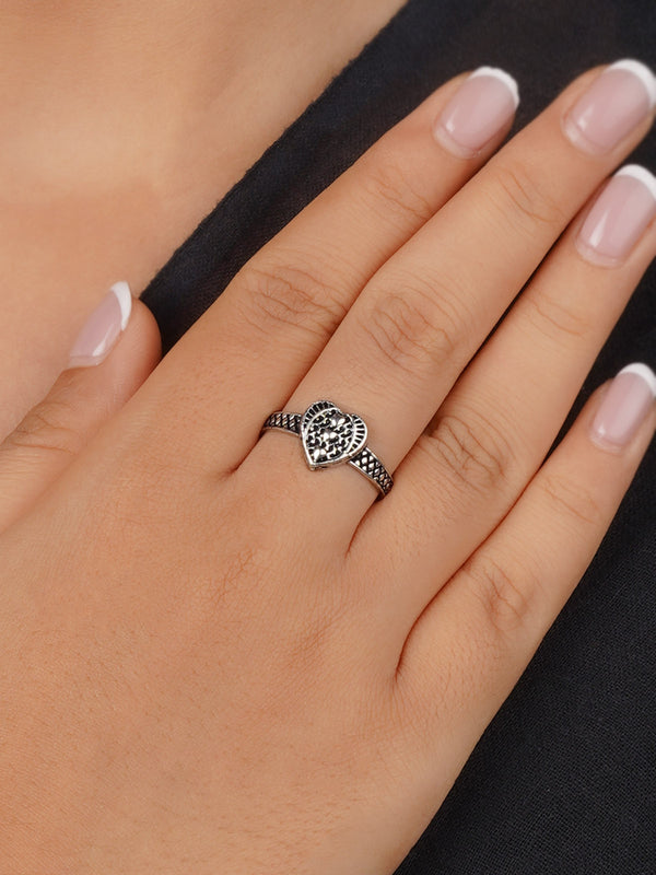 Grey Color Silver Plated Tribal Ring - EK-SFRNG147