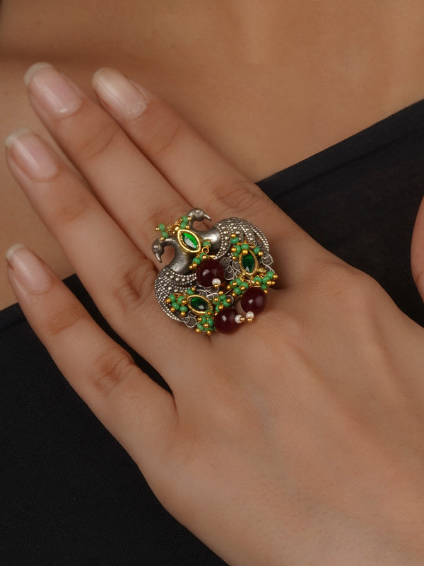 Green Color Tribal Ring - EK-SFRNG153A