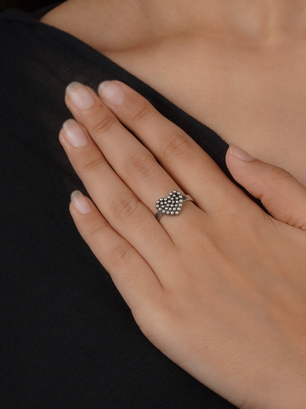 Grey Color Silver Plated Tribal Ring - EK-SFRNG192