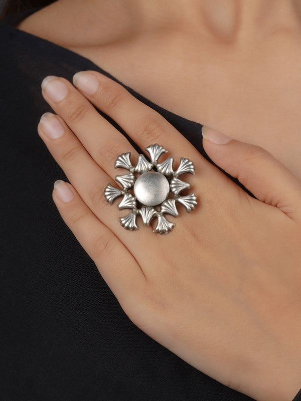 Grey Color Silver Plated Tribal Ring - EK-SFRNG195