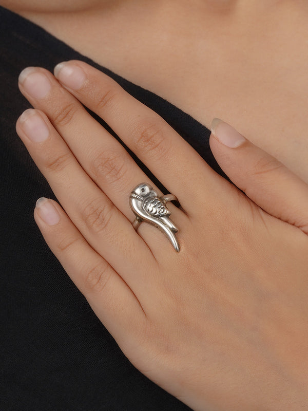 Grey Color Silver Plated Tribal Ring - EK-SFRNG197