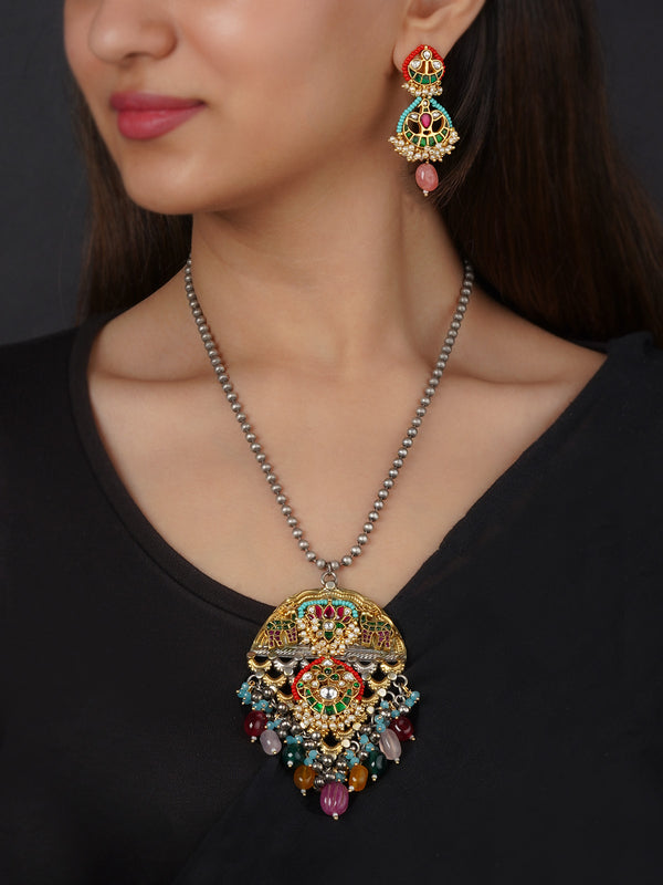 EK-SFSET169 - Multicolor Tribal Necklace Set