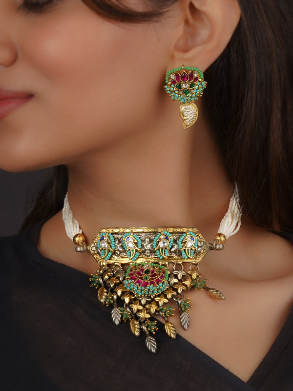 Multicolor Tribal Necklace Set - EK-SFSET234M
