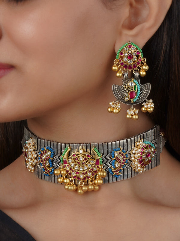 Multicolor Tribal Necklace Set - EK-SFSET243M